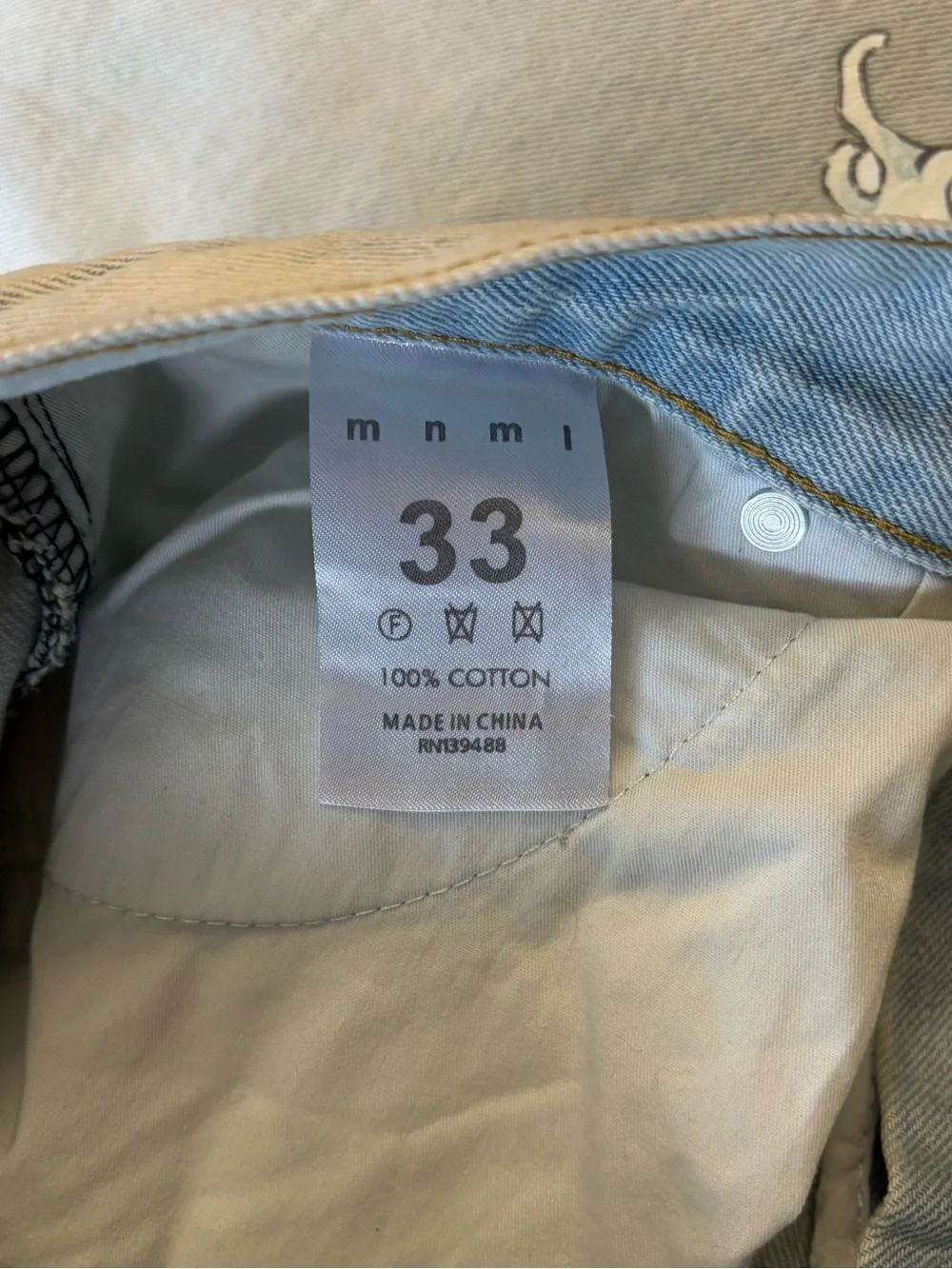 MNML Jeans Retro Ocean Waves Mountain Art Washed Denim Pants